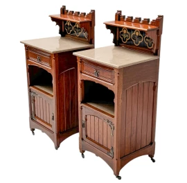 Two Arts & Crafts Nightstands by Gustave Serrurier-Bovy, 1900s